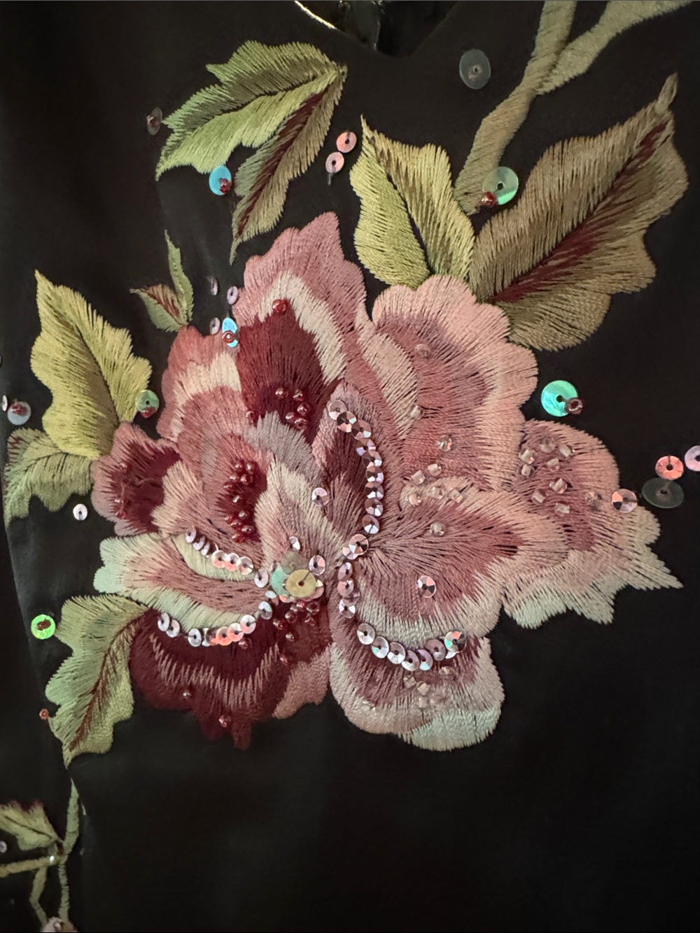 Black Floral-Embroidered Slip Dress - Women's - Picture 2 of 8